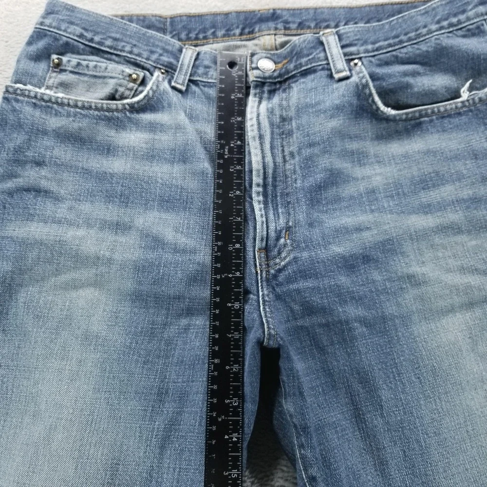 Polo Ralph Lauren Jeans Mens 36x32‎ Blue Classic Straight Light Wash Distressed